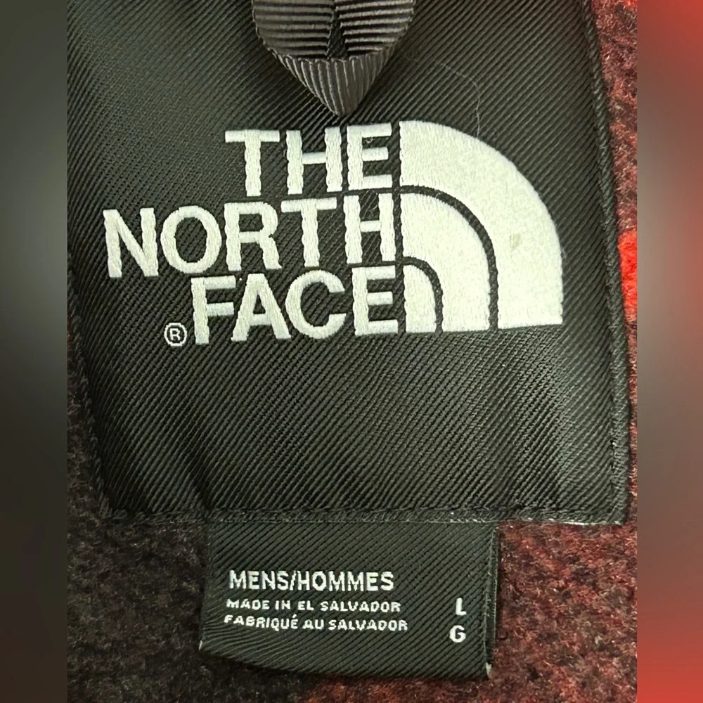 The North Face Black and Red Plaid Fleece Shirt Jacket
